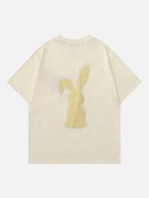 T-Shirt mit beflocktem Kaninchen-Print